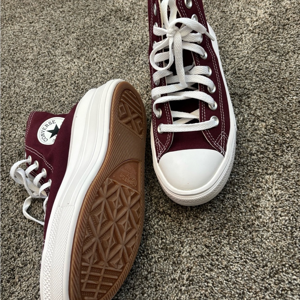 Converse Red and White High-Top Sneakers - Picture 8 of 10